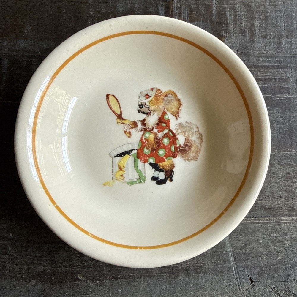 Santone Warwick China Children's Bowl with Dog‎ Illustration Circa 1943 Vintage